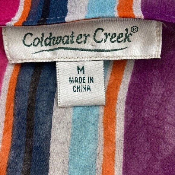 COLDWATER CREEK Silk Floral White Sheer tunic Top Coverup Size Medium - Picture 8 of 10